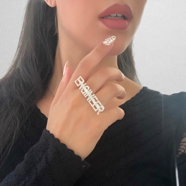 オジュールHANDWRITTEN DOUBLE FINGER RING ENGINEER Double Finger Ring, Adjustable – Coding Crystals